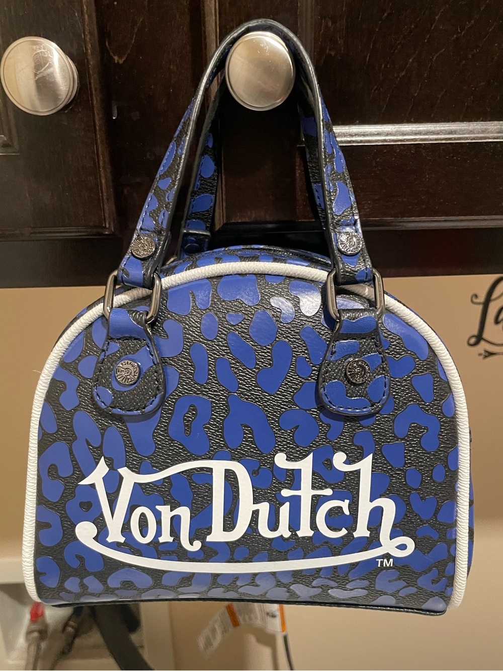 NWT Von Dutch Blue Cheetah Print Mini Bag